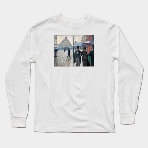 Paris Steet, Rainy Day by Gustave Caillebotte Long Sleeve T-Shirt by mike11209